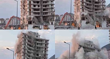 Kahramanmaraş'ta yıkımı yapılan binanın çökme anı kameraya yansıdı