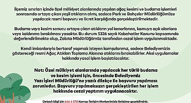 Kartal Belediyesi'nden ağaç budama ve kesim sonrası yeşil atıklarla ilgili önemli uyarı