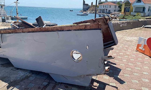 Kazada parçalanan tekne vinçle karaya çıkarıldı: Bilirkişi incelemesi başladı