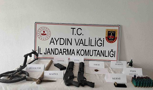 Köşk'teki işletmenin ek binasında uyuşturucu ve av tüfekleri ele geçirildi