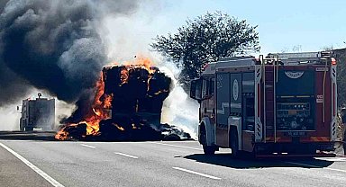 LPG'li otomobil yangını önce tarlaya sonra tıra sıçradı