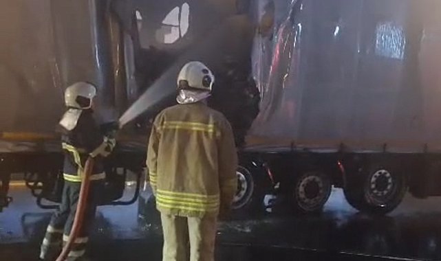 Mardin'de seyir halindeki tır alev aldı