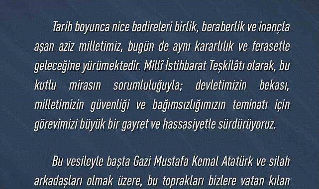 MİT Başkanı Kalın'dan, 30 Ağustos mesajı