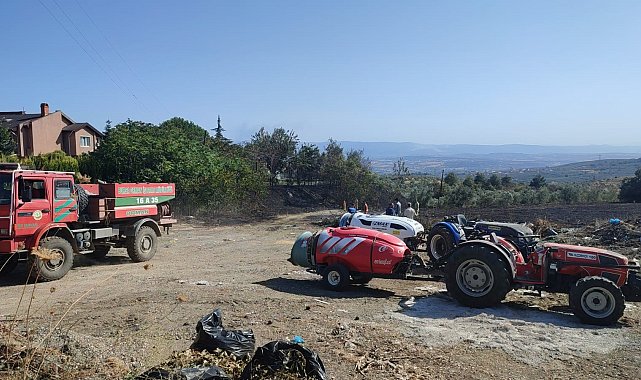Mudanya'da çöplük yangını büyümeden söndürüldü