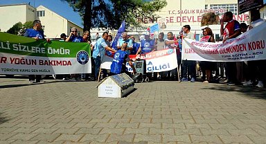 Muğla'da memurlar iş bırakıp tabutlu eylem yaptı