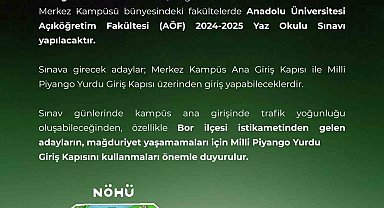 Niğde Valiliği'nden AÖF Sınavında giriş yönlendirmesi uyarısı