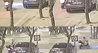 O anlar kamerada: Park halindeki araca saldırdı polisi görünce kaçtı