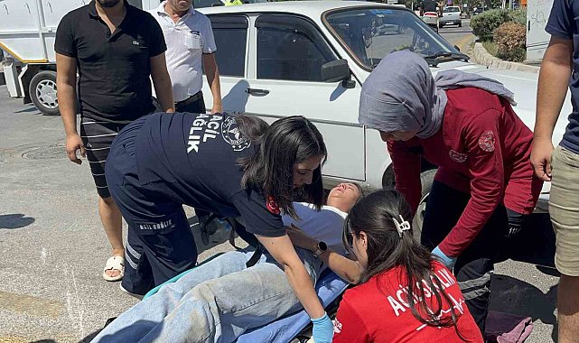 Otomobilin çarptığı motosikletli hamile kadın yaralandı