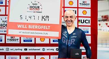 Paralimpik bisikletçi William Bjergfelt, Konya Velodromu'nda dünya rekoru kırdı