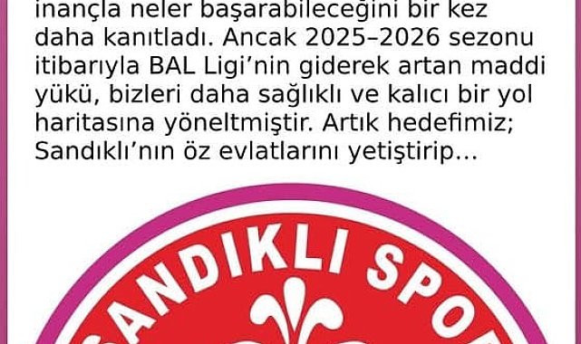 Sandıklıspor, BAL ligine katılmama kararı aldı