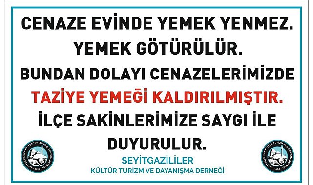 Seyitgazi'de taziye yemeği kaldırıldı