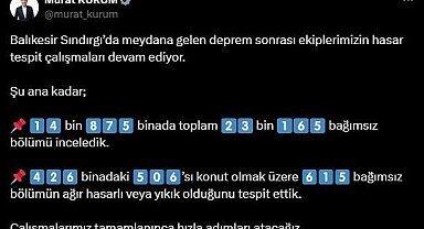 Sındırgı depremi sonrası hasar tespit çalışmaları devam ediyor