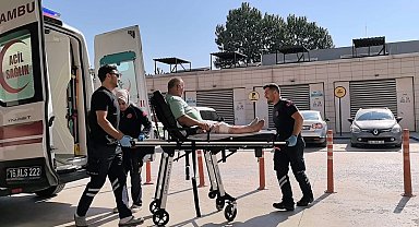 Spiralle bacağını kesen işçi hastaneye kaldırıldı