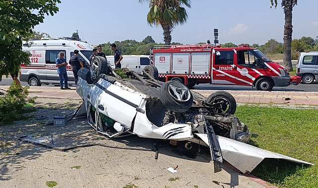 Takla atıp ters dönen Fiat Tofaş hurdaya döndü: 1 yaralı