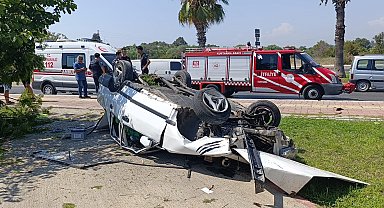 Takla atıp ters dönen Fiat Tofaş hurdaya döndü: 1 yaralı