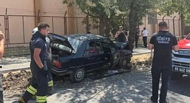 Tekirdağ'da ağaca çarpan otomobilin sürücüsü yaralandı