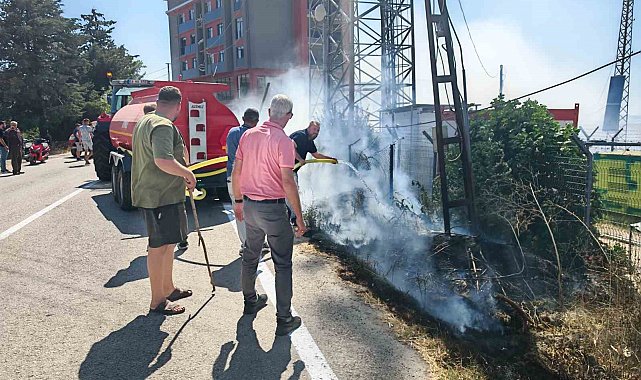 Tekirdağ'da yol kenarında çıkan yangın büyümeden söndürüldü
