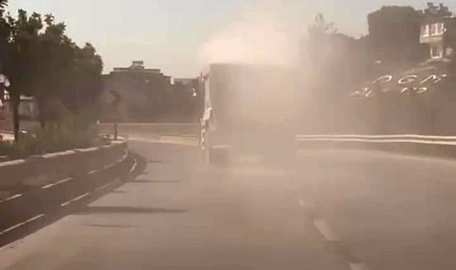 Tozu dumana katan kamyon sürücüsüne ceza uygulandı