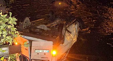 Trabzon'da minibüs dereye uçtu: 3 yaralı