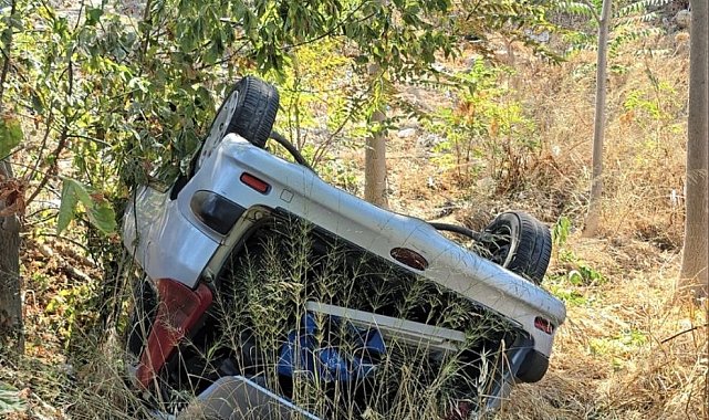 Uçuruma yuvarlanan otomobil sürücüsü yaralandı
