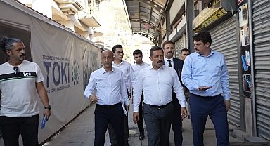 Vali Masatlı, Tarihi Uzun Çarşı'daki çalışmaları inceledi