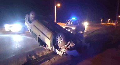Yol çalışmasını fark edemeyen sürücü takla attı: 1 yaralı