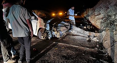 Yola çıkan hayvana çarpmamak için manevra yapan araç beton duvara çarptı