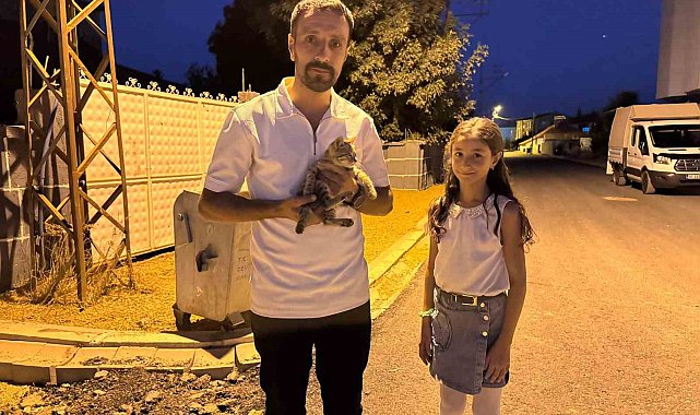 Yüksekova'da baba-kız yaralı kediyi hayata döndürdü
