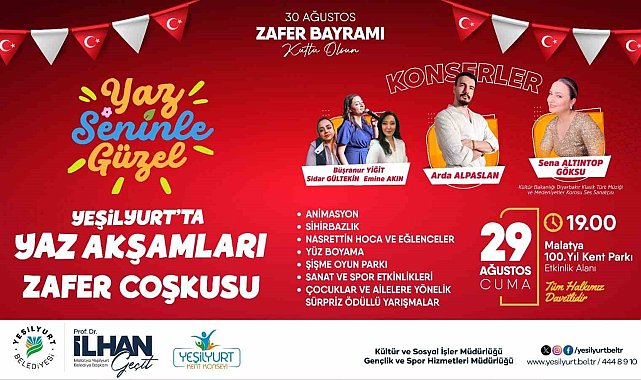 Zafer Bayramı Yeşilyurt'ta renkli etkinliklerle kutlanacak