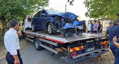 Zonguldak'ta direksiyon hakimiyetini kaybeden otomobil ağaca çarptı