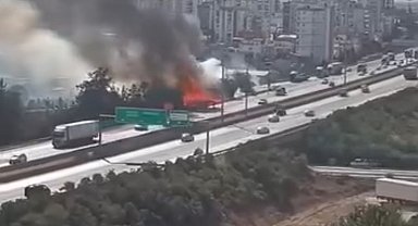 Adana'da otoyol kenarında otluk alan yangını