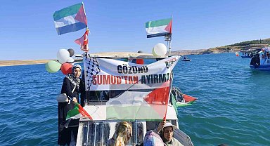Adıyaman'da teknelerle 'Global Sumud Filosu'na destek