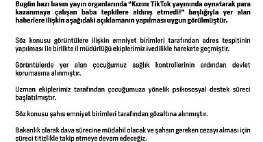 Aile ve Sosyal Hizmetler Bakanlığı Tiktok'ta dans ettirilen kızı devlet korumasına aldı