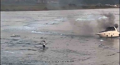 Akyaka'da tekne yangını