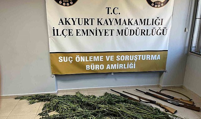 Akyurt'ta uyuşturucu operasyonu: Hint keneviri ve ruhsatsız tüfekler ele geçirildi
