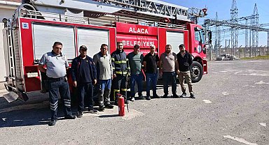 Alaca itfaiyesinden TEİAŞ personeline yangın eğitimi