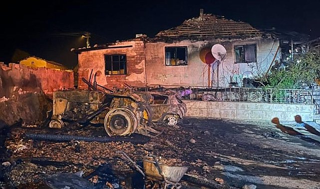 Amasya'da evin garajında çıkan yangında otomobil ve traktör kullanılmaz hale geldi