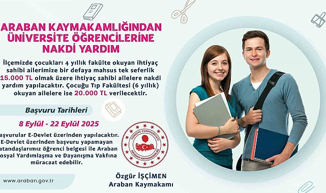 Araban Kaymakamlığı'ndan üniversite öğrencilerine nakdi yardım