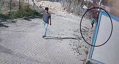 Arkadaşı nöbet tuttu, kendisi camdan girdiği konteynerden 30 saniye içerisinde laptop çaldı