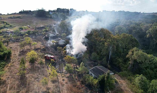 Arnavutköy'de çayırlık alanda çıkan yangın evlere ve ormana sıçradı