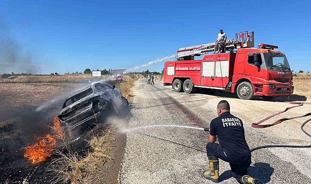 Babaeski'de otomobil yangını