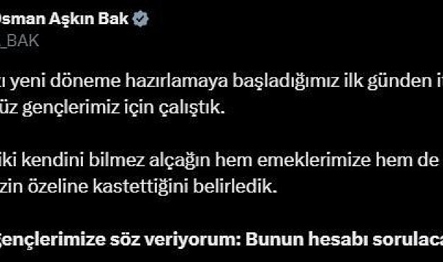 Bakan Bak: "Buradan gençlerimize söz veriyorum bunun hesabı sorulacak"