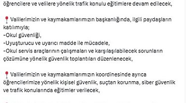 Bakan Yerlikaya'dan, 2025-2026 eğitim öğretim yılı için alınan tedbirlere ilişkin açıklama