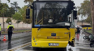 Beşiktaş'ta İETT otobüsü motosiklete ve taksiye çarptı: 1 yaralı