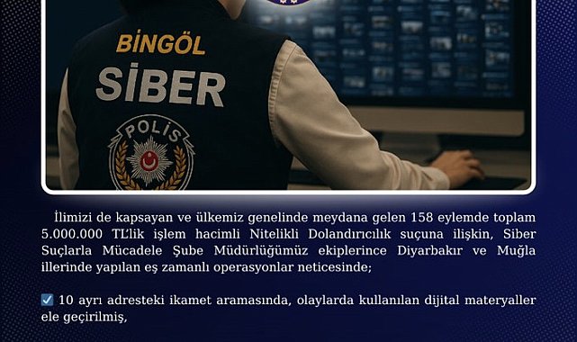 Bingöl merkezli 3 ilde dolandırıcılık operasyonu: 4 tutuklama