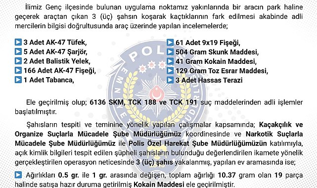 Bingöl'de 2 şüpheli tutuklandı