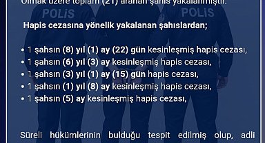 Bingöl'de aranan 21 şüpheli yakalandı