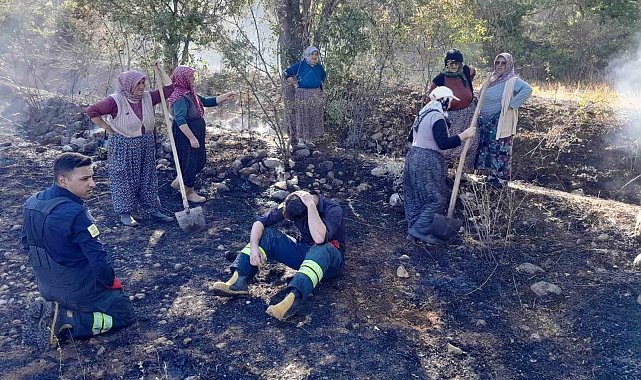 Bozkır'da kuru otlarla kaplı arazideki yangın büyümeden söndürüldü