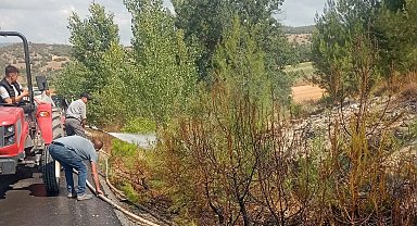 Bursa Yenişehir'de alevler ormana ulaşmadan söndürüldü