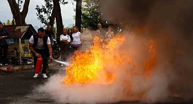 Büyükşehir çalışanlarına yangın eğitimi ve tatbikat